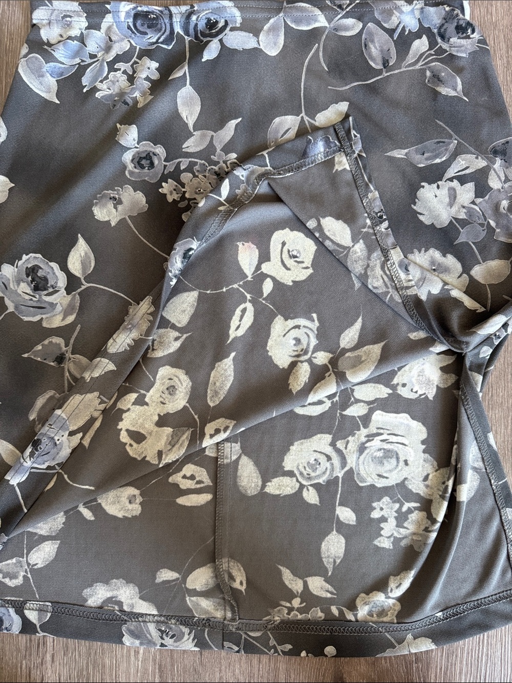 Wrapper Gray A-Line Skirt with Light Blue Floral Print - Picture 8 of 8